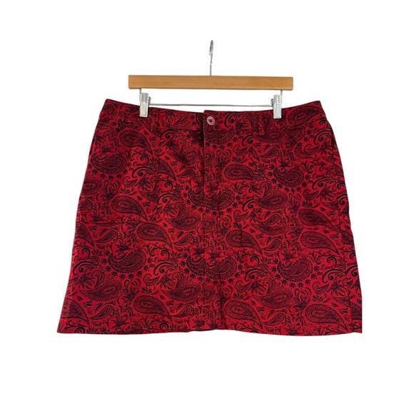 Lee Jeans Pants - Lee Regular Fit Mid Rise Paisley Print Skort Women's Size 16 Medium Red and Navy